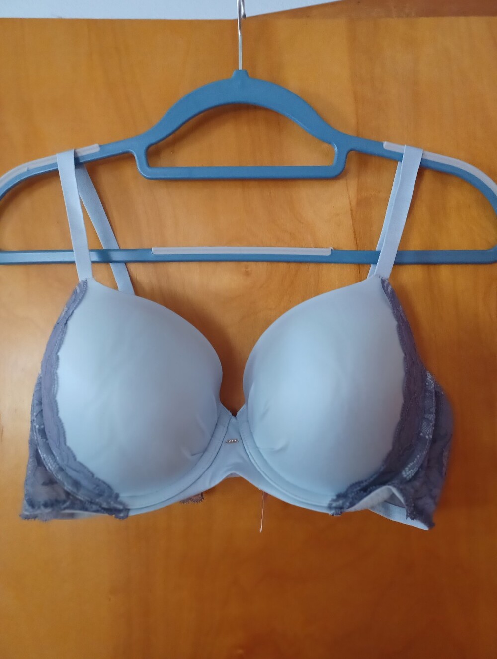 Victoria's Secret Light Blue Lace-Trim Underwire Push-Up Bra
